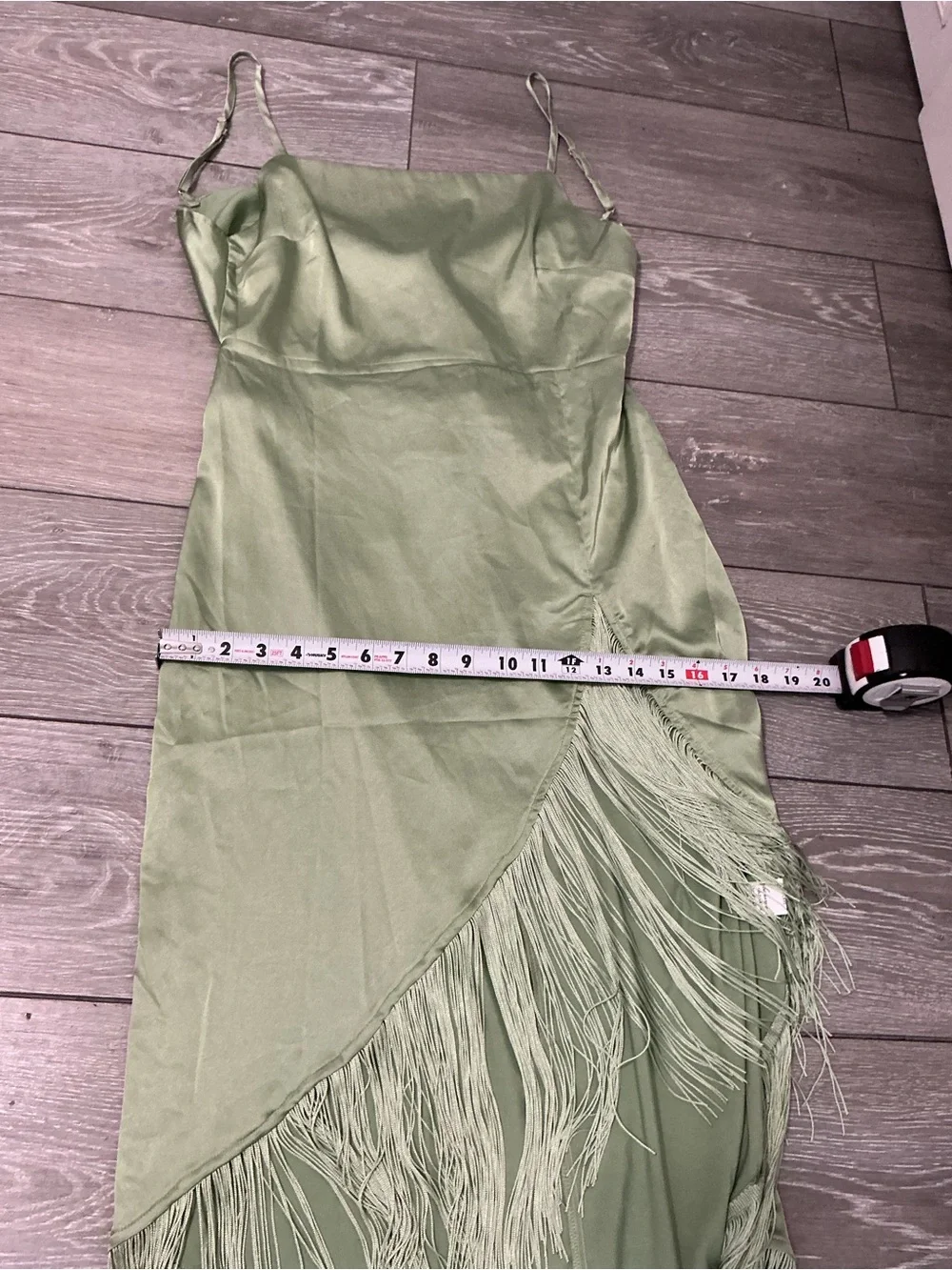 NWT 12th Tribe MONET Sage Green Fringe Cami Dress M - Picture 7 of 13